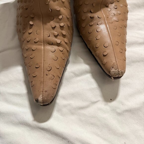 Vintage Helmut Lang Beige Perforated Bootie Heels - Picture 4 of 5